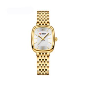 CURREN 9093 Square Stainless Steel Ladies Watch-Gold White