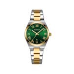 CURREN 9095 Elegant Stainless Steel Classic Quartz ladies Watch- Silver Gold & Green
