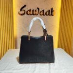 BLETILLA Elegant Black Ladies Handbag with Decorative Scarf