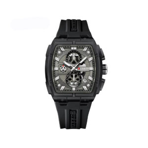 Curren 8488 Luxury Chronograph Silicone Straps Men’s Watch- Black