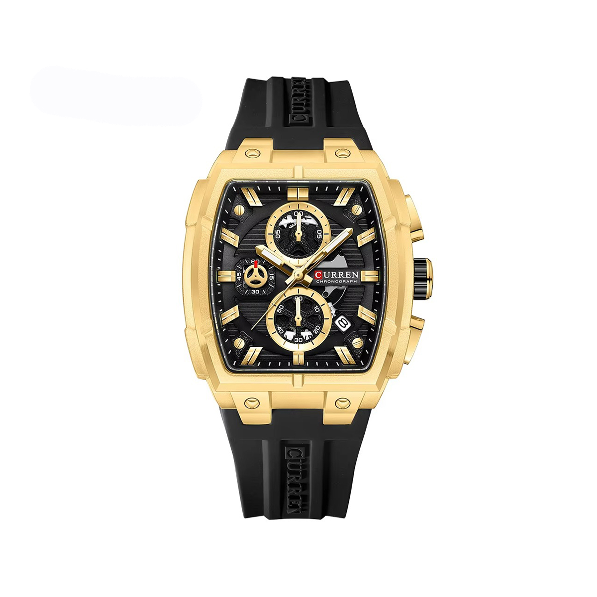 Curren 8488 Luxury Chronograph Silicone Straps Men’s Watch- Black Gold Curren 8488 Luxury Chronograph Silicone Straps Men’s Watch- Black Gold