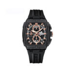 Curren 8488 Luxury Chronograph Silicone Straps Men’s Watch- Black Rose Gold