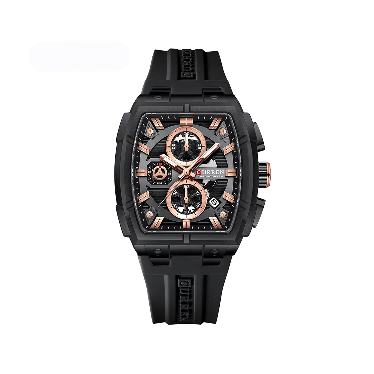Curren 8488 Luxury Chronograph Silicone Straps Men’s Watch- Black Rose Gold Curren 8488 Luxury Chronograph Silicone Straps Men’s Watch- Black Rose Gold