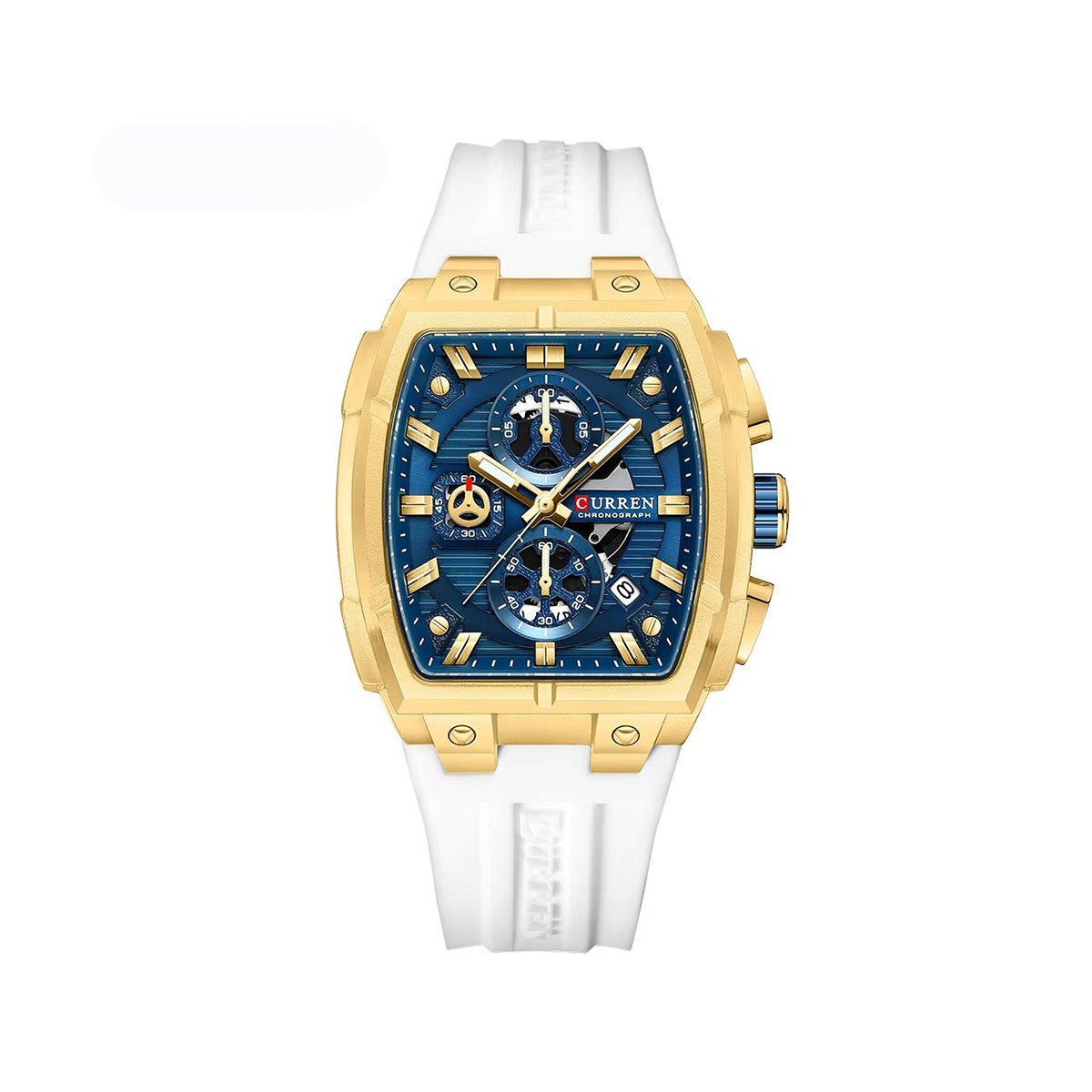 Curren 8488 Luxury Chronograph Silicone Straps Men’s Watch- White Gold Curren 8488 Luxury Chronograph Silicone Straps Men’s Watch- White Gold