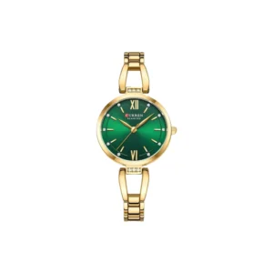 Curren 9092 Golden green— Rhinestone Accent Women’s Stainless Steel Bracelet Watch