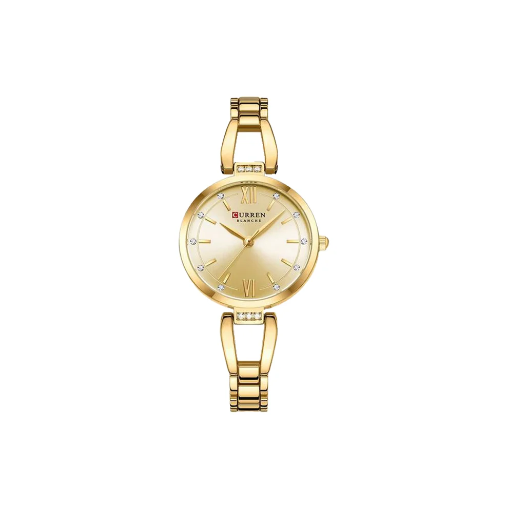 Curren 9092 Golden — Rhinestone Accent Women’s Stainless Steel Bracelet Watch Curren 9092 Golden — Rhinestone Accent Women’s Stainless Steel Bracelet Watch