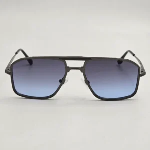 DITA Black Geometric Aviator Sunglasses with Blue Gradient Lenses