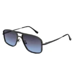 DITA Black Geometric Aviator Sunglasses with Blue Gradient Lenses