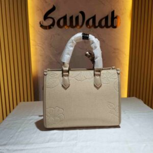 FANSIMAN Elegant Cream Floral Handbag with Scarf and Butterfly Detail