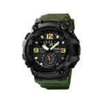 SKMEI 1637 Tactical Rugged Dual-Time Waterproof Military Watch for Men’s- Black & Green