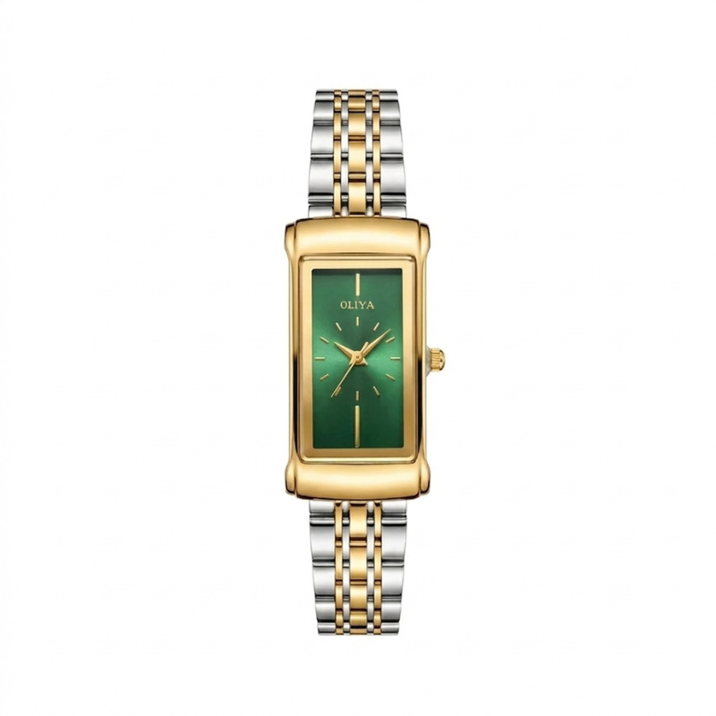 Oliya 182 Ladies Watch - Silver Gold Green Oliya 182 Ladies Watch - Silver Gold Green