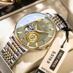 POEDAGAR 1416 Automatic Mechanical Stainless Steel Men’s Watch-Gold Grey