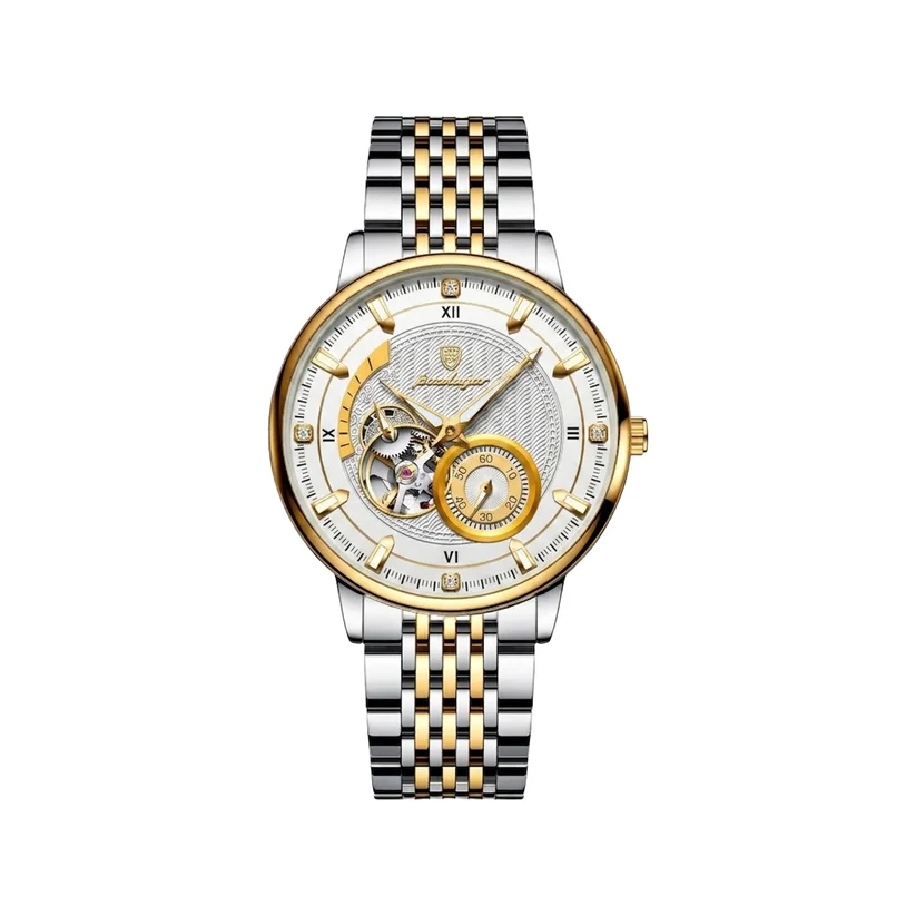 POEDAGAR 1416 New Automatic Mechanical Stainless Steel Men’s Watch-Gold White POEDAGAR 1416 New Automatic Mechanical Stainless Steel Men’s Watch-Gold White