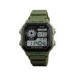 SKMEI 1299 Classic Vintage Square Waterproof watch- Army Green
