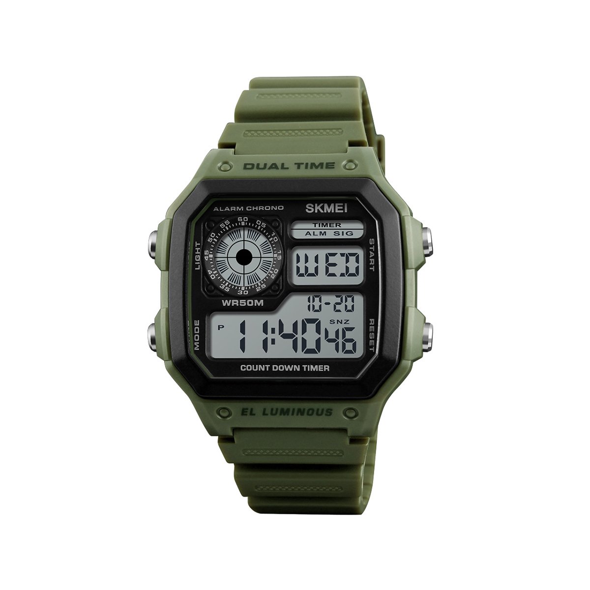 SKMEI 1299 Classic Vintage Square Waterproof watch- Army Green SKMEI 1299 Classic Vintage Square Waterproof watch- Army Green