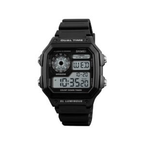 SKMEI 1299 Classic Vintage Square Waterproof watch- Black