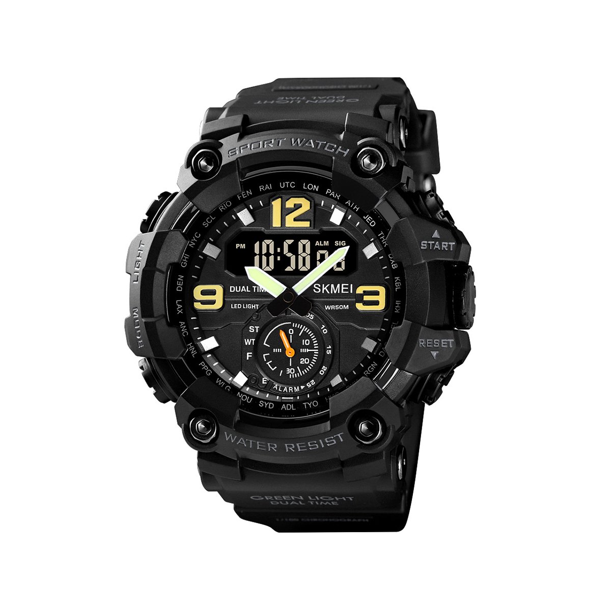 SKMEI 1637 Tactical Rugged Dual-Time 5ATM Waterproof Extreme Durable Military Watch for Men’s- Black SKMEI 1637 Tactical Rugged Dual-Time 5ATM Waterproof Extreme Durable Military Watch for Men’s- Black