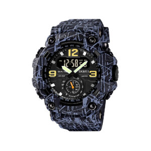SKMEI 1637 Tactical Rugged Dual-Time 5ATM Waterproof Extreme Durable Military Watch for Men’s- Grey
