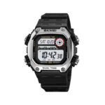 SKMEI 2126 Classic TPU Strap LED Display Men’s watch- Black silver