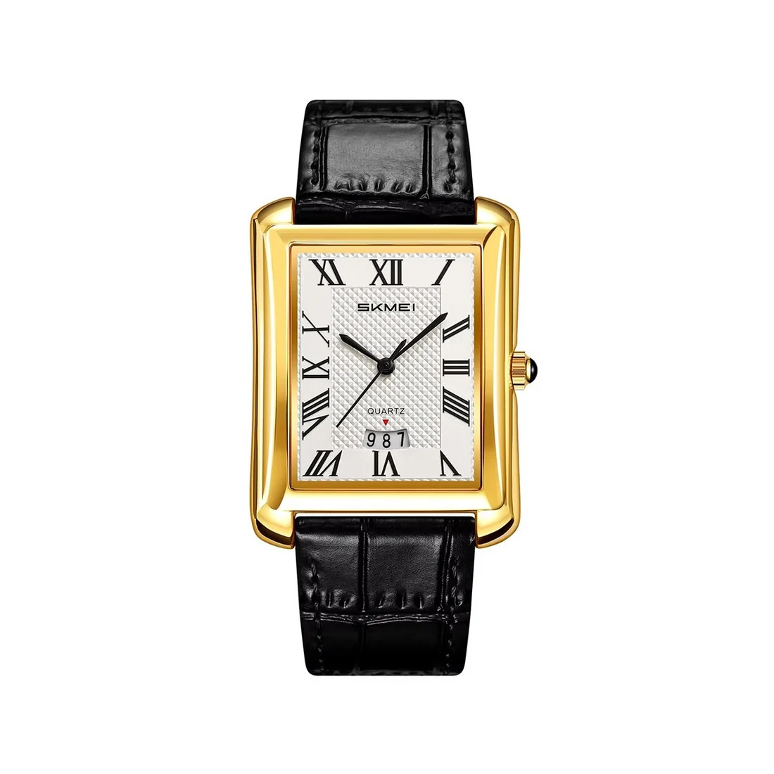 SKMEI 2575 Stainless Steel Luxury Quartz Movement Men’s Business Fashion Roman Numeral Square Case Leather Strap- Black Gold SKMEI 2575 Stainless Steel Luxury Quartz Movement Men’s Business Fashion Roman Numeral Square Case Leather Strap- Black Gold