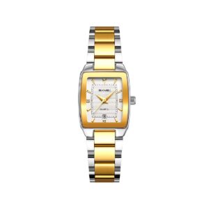 SKMEI 2578 waterproof Rhinestone Case Fashionable quartz Ladies watch- Silver Gold