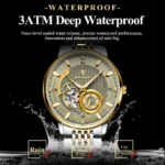 POEDAGAR 1416 New Automatic Mechanical Stainless Steel Men’s Watch-Gold White - Image 5
