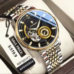POEDAGAR 1416 New Automatic Mechanical Stainless Steel Men’s Watch-Gold White - Image 4
