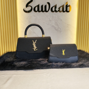 Two in One Luxury Ladies Handbag Set-Black