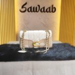 Elegant Quilted Chain Shoulder Bag-Ivory White