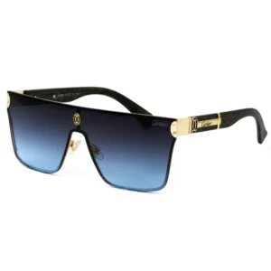 Cartier-Style Black & Blue Gradient Shield Sunglasses