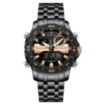 POEDAGAR 122 Luxury Dual Time LED Watch Black & Rose – Waterproof Digital Stainless Steel Men’s Wristwatch
