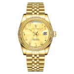 POEDAGAR 845 Men’s Steel Quartz Watch Full Gold
