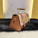 Elegant Designer Handbag with Gold Tone Details-Brown