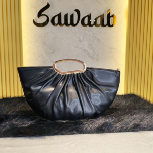 Elegant Draped Shoulder Designer Ladies Handbag-Black