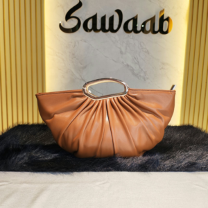 Elegant Draped Shoulder Designer Ladies Handbag-Brown