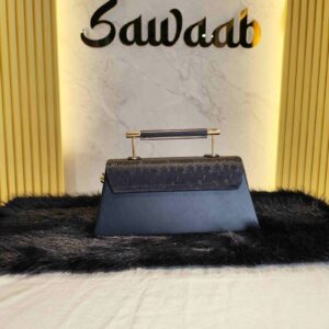 Elegant Designer Handbag with Gold Tone Details-Black
