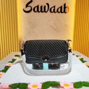 Miss Alita Elegant & Stylish Shoulder Bag With Long Belt -Black